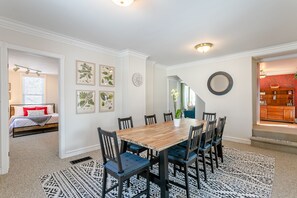 Seating for 8 in the dining room allows for large dinner parties and game nights.