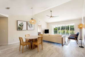 Open dining and living room area; Lake View