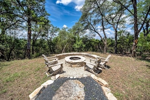 Communal stone fire pit on the property.