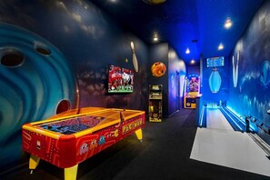 Arcade w/ Bowling Alley, Air Hockey Table and Basketball Game