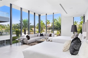 Second Floor Bedroom, 2 Queens, Living area, overlooking pool/water