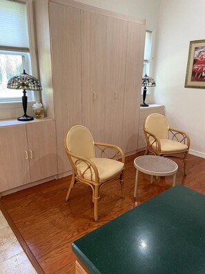 Murphy Bed closed provides sitting area
