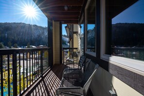 Enjoy the mountain views from the private balcony