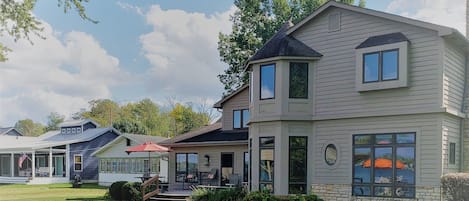 Lakeside view of house