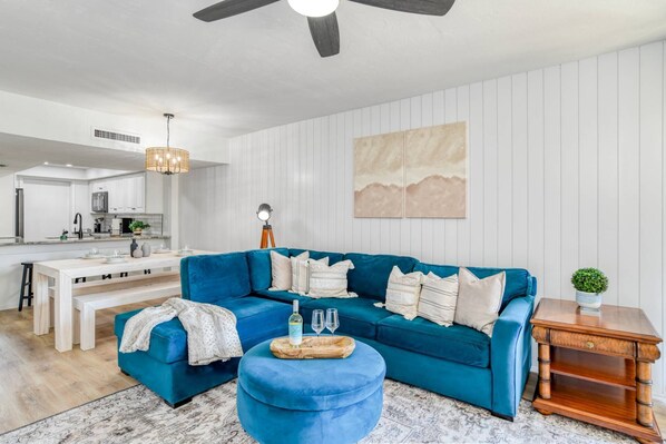 Escape to paradise in this completely remodeled beachfront condo. Everything is brand new and designed with relaxation in mind.