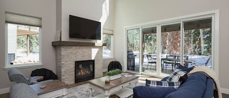 Main Living Space - Gas Fireplace and tons of windows
