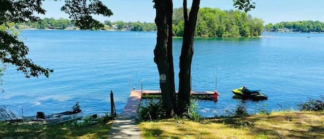 Private Silver Lake waterfront with lake sunrise views. Dock and swim platform.