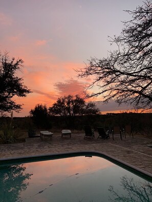 Mwalimu's pool at sunset