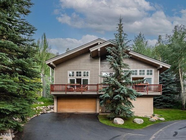 Front of house, 2 car garage
