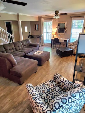 Living room w/ workspace