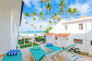 You can relax in chaise lounges on the apartment's balcony or go to the beach two steps from the apartment