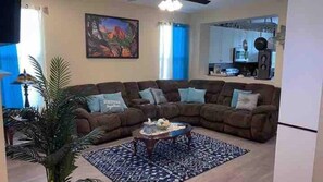 Top floor living area, sofa sleeps one.