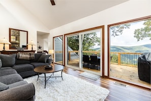Soak in the view from the living room, kitchen and dining area