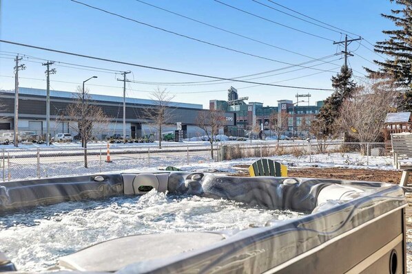 Hot tub view of Lambeau Field & Resch Expo