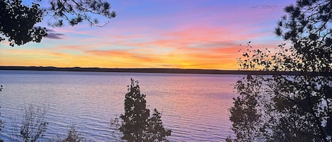 Autumn sunset view from backyard.