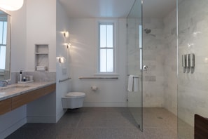 GORGEOUS MARBLE FULL BATHROOM WITH HANDICAP ACCESSIBLE SHOWER