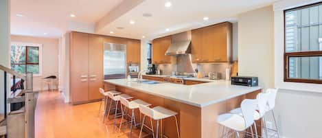 Designer kitchen with modern appliances.