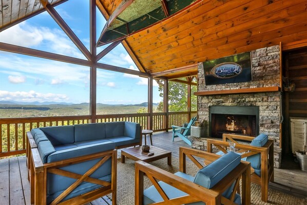 Outdoor wood burning fireplace