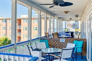 Large Patio on top level with partial ocean view