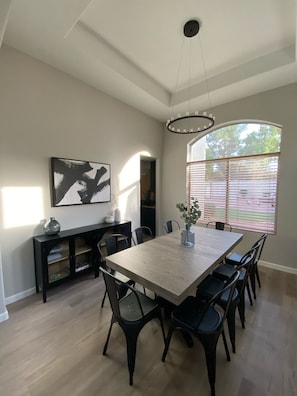 Formal dining room sits up to 10