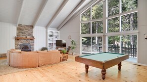 Pool table in living room 