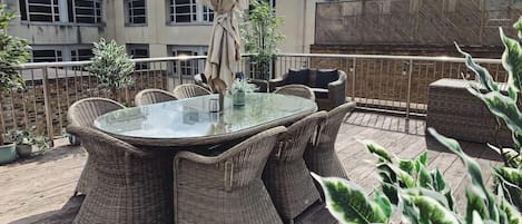 Our gorgeous roof terrace with views over East London
