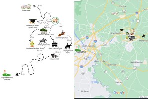 Graphic & Map to the 10 Most Visited Venues in around Aiken