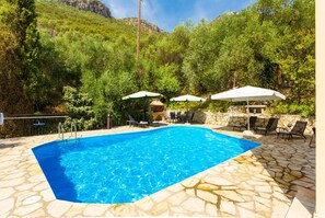 Private pool and terrace with sea views