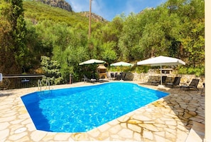 Private pool and terrace with sea views