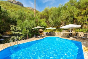 Private pool and terrace with sea views