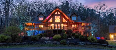 Gorgeous landscaping surrounds our stunning modern cabin
