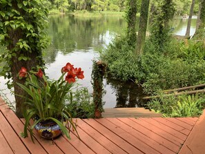 Steps to river from dock.