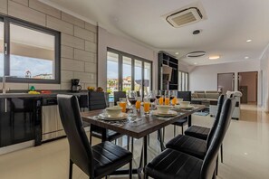 An open concept  dining room space