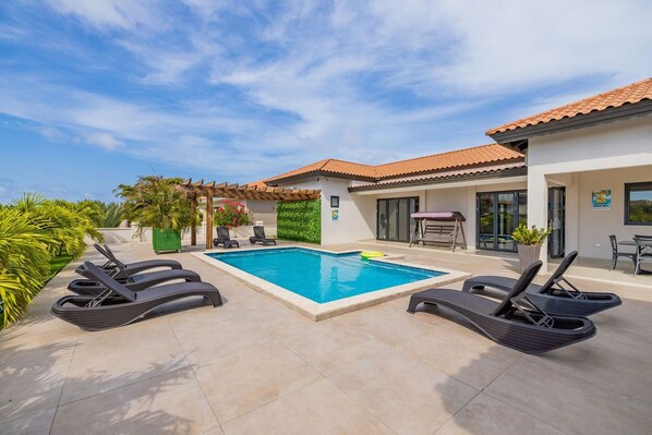 Take a plunge in this relaxing private pool that measures  6x3mts (19.7 x 9.8 ft) and 5.5 at the deepest side. This will be a hit for your youngster!