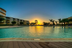 A beautiful sunset that you can witness from the pool area.