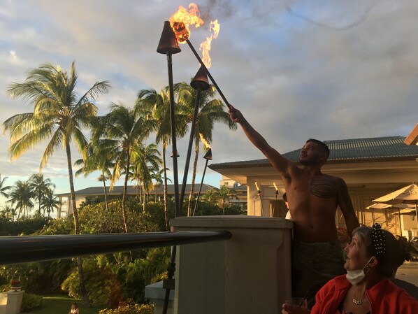 Torch lighting at the Fairmont Orchid