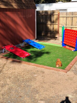 YARD GAMES!!!  Corn hole, connect 4, and Yardzee!