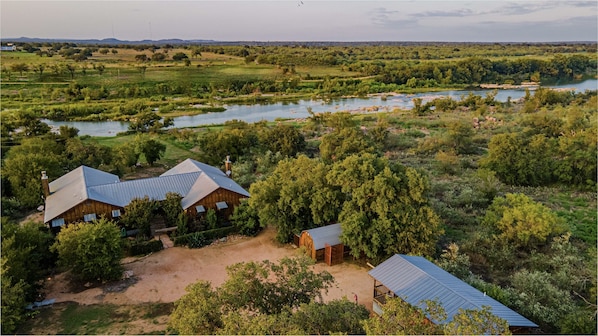 Cabins are located on 4 acres along the bank of the Llano River!
