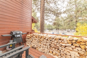 Private deck has free firewood and propane BBQ.