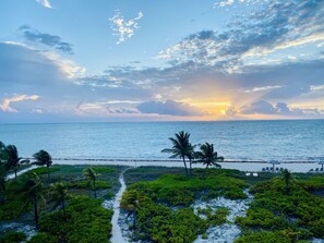 Beautiful sunrise from the balcony 
Steps from the beach