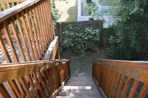 Steps to back deck off main living  
bedroom