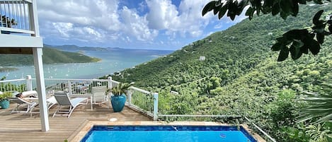 Views of Coral Bay and the British Virgin Islands from the salt water pool 