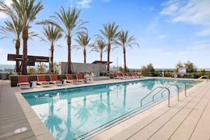Go for a swim in the resort-style outdoor pool