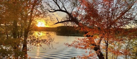 Fall view of the lake from the upstairs living room.