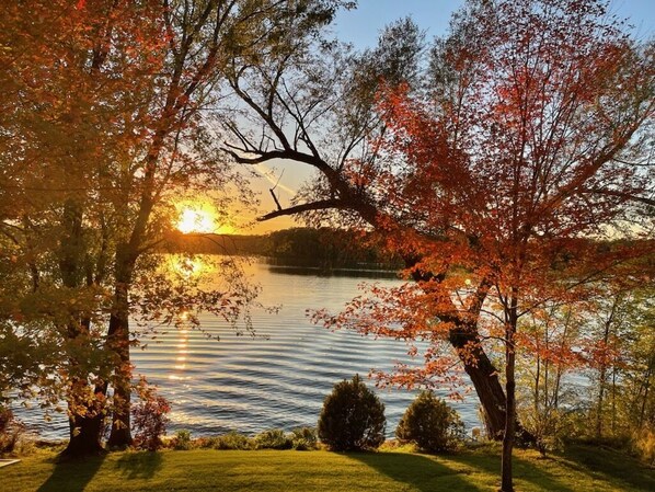 Fall view of the lake from the upstairs living room.