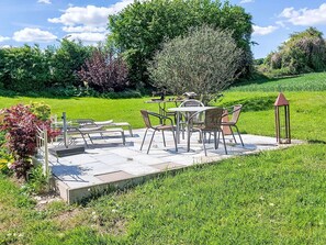 Meubles, Mobilier De Jardin, Chaise, Jardin, Table, Arbuste, Tableau De Plein Air, Pelouse