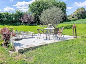 Meubles, Mobilier De Jardin, Chaise, Jardin, Table, Arbuste, Tableau De Plein Air, Pelouse
