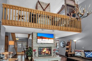 Family room view to loft