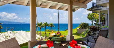 Grand Private Lanai - This extra spacious lanai features new outdoor furnishings for your comfort while dining or lounging outdoors.