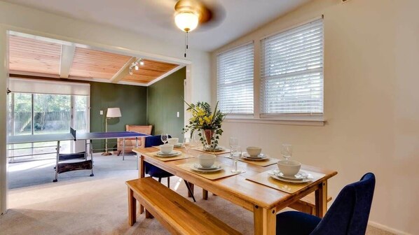 Wooden Dining Table with Chairs and Benches